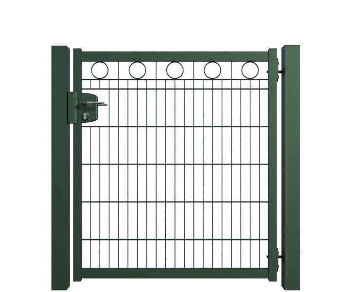 Gartentür aus Metall mit Gitter