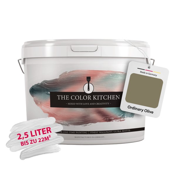 The Color Kitchen Wandfarbe Ordinary Olive ultra-matt, 2,5 Liter für bis zu 22 Quadratmeter.