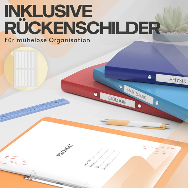 ACROPAQ - 12 x Ringbuch A4 - Mit 2 Ringen, Mit Rückenetiketten, Rückenbreite 2,5 cm, Farbbogen, Natur Farbkollektion - Ringhefter, Ringordner, Ordner A4 Schmal, Ringmappe A4, Schulordner