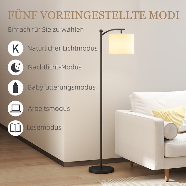Stehleuchte mit Stoffschirm in einem Wohnzimmer