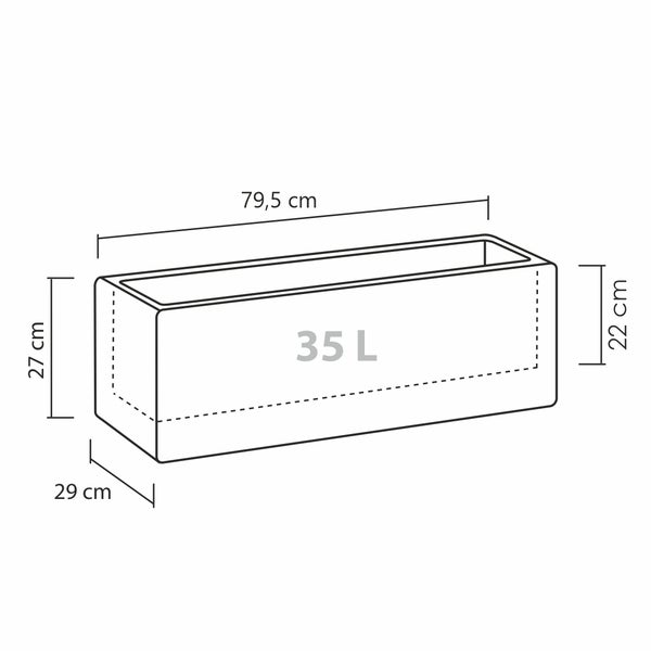 Scheurich Alea Box 80, Pflanzgefäß/Blumentopf/Pflanzkasten, rechteckig,  aus Kunststoff Farbe: Schwarz-Granit, 79,5 cm Breite, 29 cm Tiefe, 27 cm hoch, 35,5 l Vol.