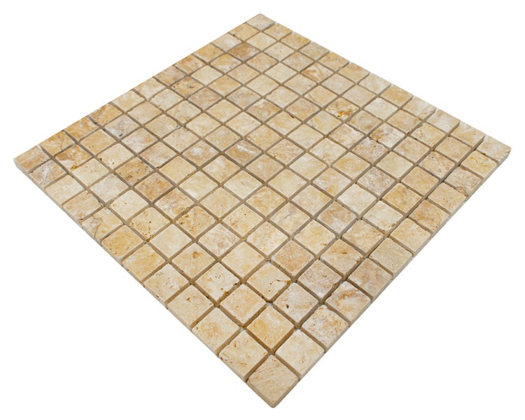 Wohnrausch Natursteinmosaik Travertin GOLD 2,3 x 2,3 cm, getrommelt, gold-gelb