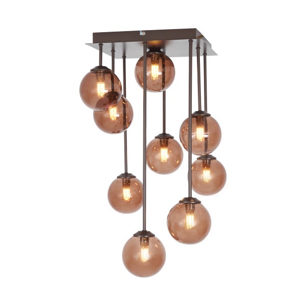 Pendelleuchte mit neun Kugel Lampenschirmen