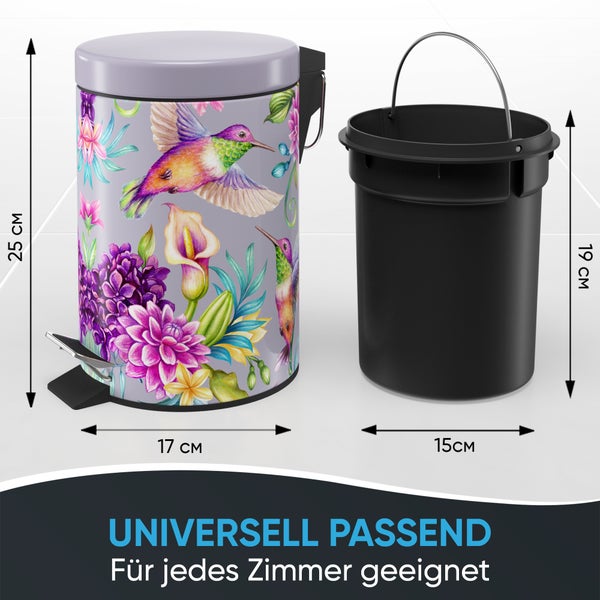 Sanilo Kosmetikeimer 3L mit Absenkautomatik Kolibri