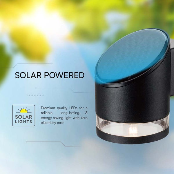 V-TAC VT-1138-B - Solarleuchten - Solar-Wandleuchte - IP54 - Schwarzes Gehäuse - 70 Lumen - 3000K