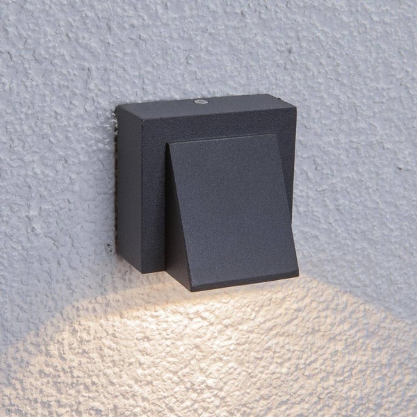 Lucande LED Wandleuchte außen Marik (spritzwassergeschützt (Modern) in Schwarz aus Aluminium (1 flammig, ) - Außenwandleuchten Wandlampe Led Außenlampe Outdoor für Außenwand/Hauswand