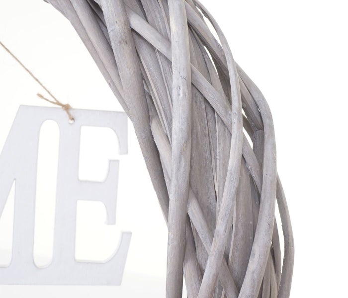 Dekorativer Kranz aus Holz mit Schriftzug HOME