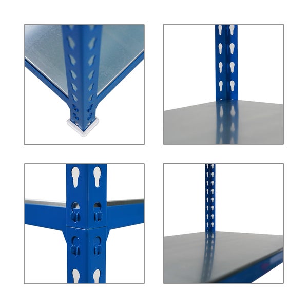 PROREGAL Schwerlastregal Metal Shark HxBxT 180 x 90 x 40 cm Fachlast 180 kg Blau-Verzinkt