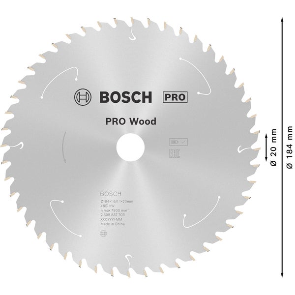 Bosch Pro Wood Kreissägeblatt, 184 Millimeter Durchmesser