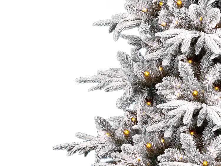 Künstlicher Weihnachtsbaum mit Schnee DELUXE  Anita 150cm mit SMART LED Beleuchtung, Tannenbaum Christbaum Kunstbaum Dekobaum mit Metallständer