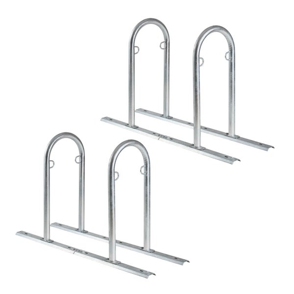 Fahrradständer aus verzinktem Stahl für zwei Fahrräder zur Bodenmontage.