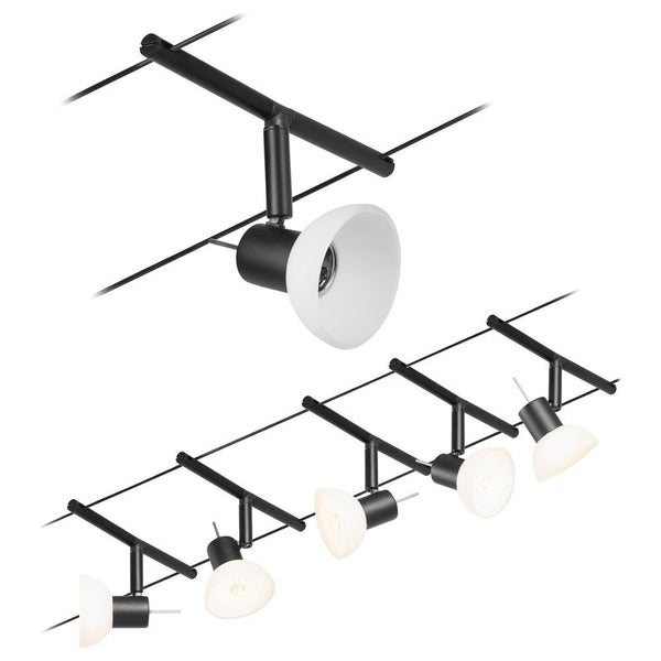 Wire Systems Set in Schwarz-matt GU5,3 5-flammig mit Schrim