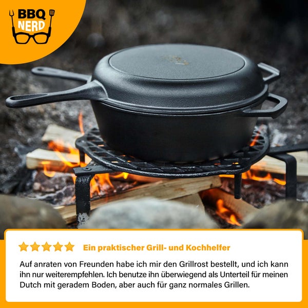 BBQ-Nerd Stapelrost aus Gusseisen Ø 26cm für 7,3 und 9L Topf | Einsatz zum Dampfgaren im Dutch Oven - Grillrost Feuerrost Untersetzer