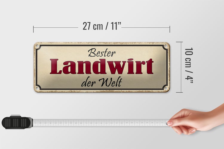 Blechschild Spruch 27x10cm bester Landwirt der Welt Arbeit Dekoration