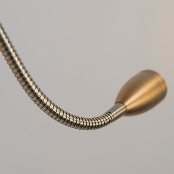 Nahaufnahme einer flexiblen Leselampe aus Metall