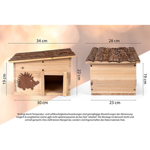 Igelhaus CULT at home Igelbau 34x28x22 cm Bausatz zum selber bauen braun aus Holz