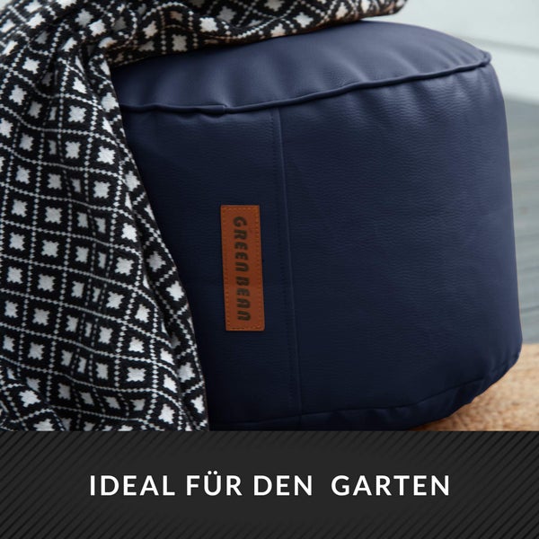 Green Bean Sitzhocker aus Kunstleder - Pouf mit EPS Perlen Füllung - 43 x 30 cm - perfekte Ergänzung zum Sitzsack - Sitzwürfel Sitzkissen Hocker Fußhocker - Dunkelblau