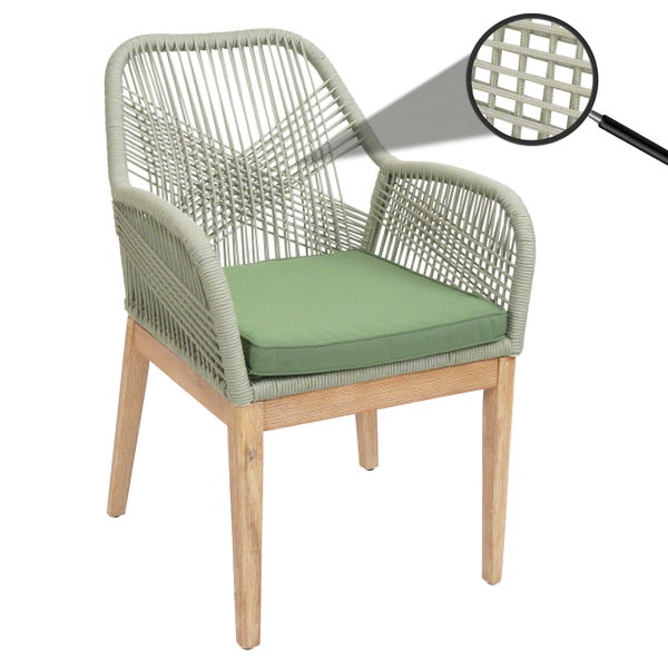 Gartensessel mit Armlehnen, Kissen und Holzbeinen