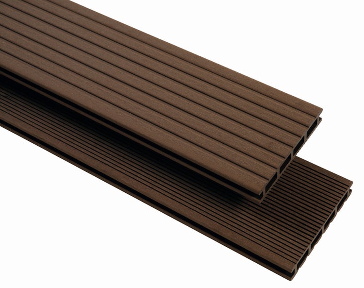 GartenLand WPC Terrassendiele Vintage 25 x 145 x 4000 mm Schokobraun Genutet und Geriffelt Hohlkammer