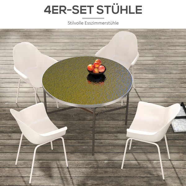 Outsunny 4er Set Gartenstuhl, Terrassenstühle mit Rückenlehne und Armlehne, bis 120 kg belastbar, 75B x 87T x 90H cm, HDPE, Grau