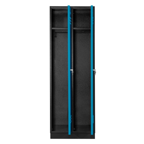 PROREGAL Garderobenschrank Ermine mit 2 Türen | HxBxT 178x60x50cm | Anthrazitgrau/Lichtblau | Spind, Aufbewahrungsspind, Arbeitsschrank