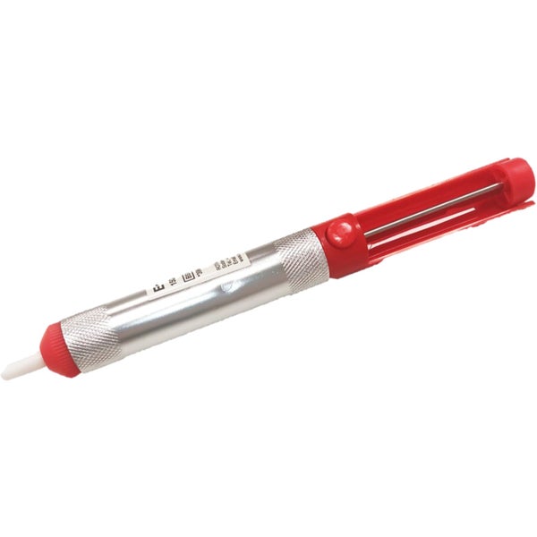 Entlötsaugpumpe aus Metall und Kunststoff für Lötarbeiten.