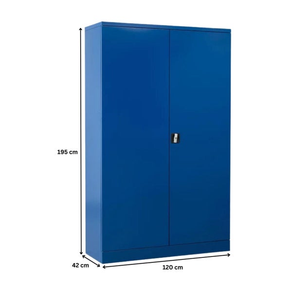 PROREGAL Stahlschrank Bee 7 Fachböden HxBxT 195 x 120 x 42 cm Pulverbeschichtetes Fachbodenmaterial Blau & Blau
