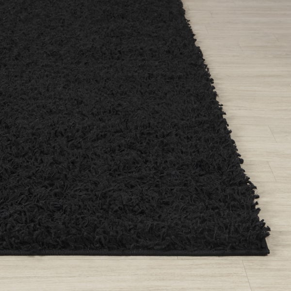 Hochfloriger Shaggy-Teppich Einfarbig Schwarz 120x170 cm LILLY