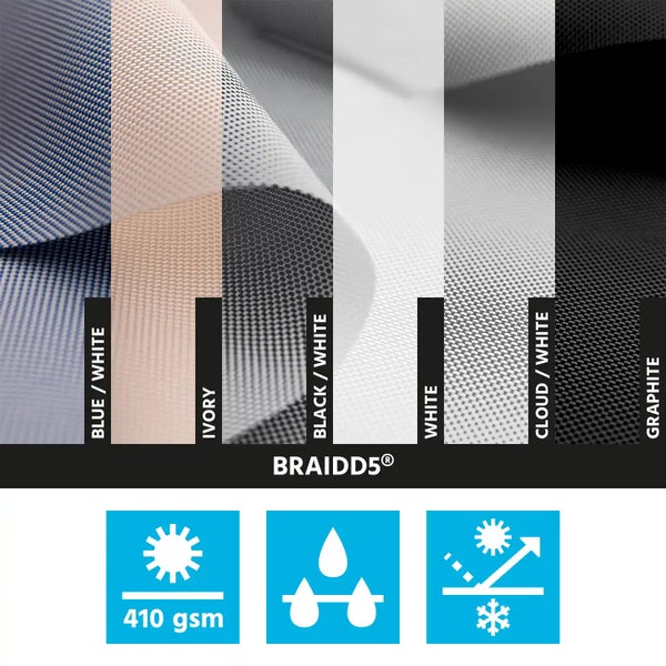 Fallarmmarkise Für Balkon Braidd5 Blue/White 320X250cm mit Handkurbel mit Handkurbel - Maanta® Easy Roll