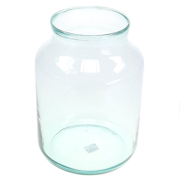 Bauchiges Glasgefäß aus Klarglas mit weiter Öffnung.