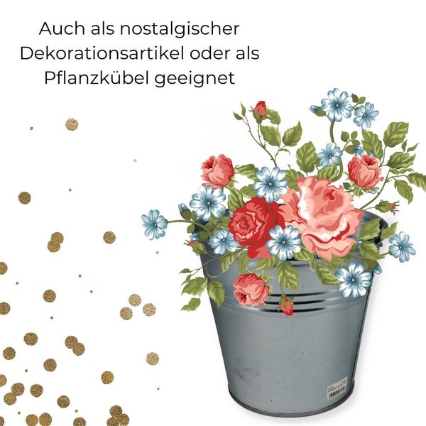 Zinkeimer 10 Liter 1 St. Blecheimer verzinkt Wassereimer Metall Deko Asche Pflanzen Eimer