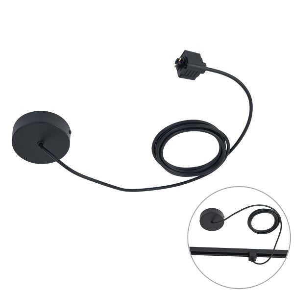 Schwarzer Baldachin mit Kabel und Stecker für Pendelleuchte