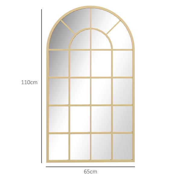 HOMCOM Wandspiegel Garderobenspiegel 110 x 65cm dekorativer Spiegel mit Metallrahmen Hängespiegel Wohnzimmerspiegel für Schlafzimmer Gold