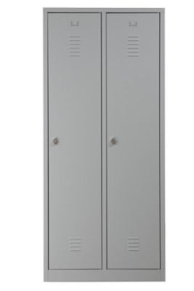 PROREGAL Garderobenspind Camel 2-Fächer HxBxT 180 x 80 x 50 cm Vorhängeschloss Grau