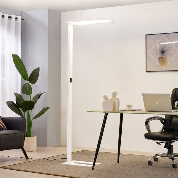 PRIOS LED Bürostehleuchten Taronis ( Touchdimmer) dimmbar (Modern) in Weiß aus Aluminium (1 flammig, ) - Bürolampe Arbeitsplatzlampe Standleuchte Stehlampe Deckenfluter Touch Lampe