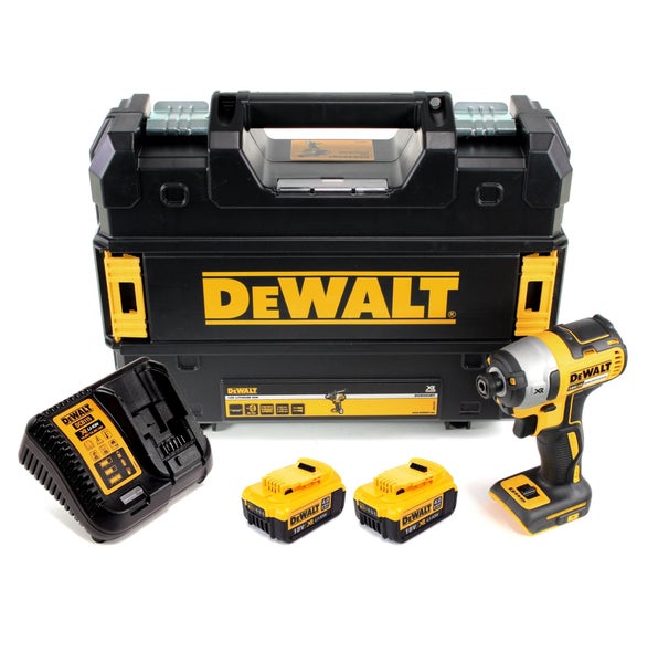 DeWalt Akku-Schlagschrauber Set mit zwei 18 Volt Akkus, Ladegerät und Transportkoffer.
