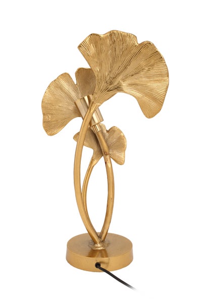 Tischlampe Gold in Blattform, Nachttisch Lampe 52 cm | Wohnzimmer Esszimmer Leuchte