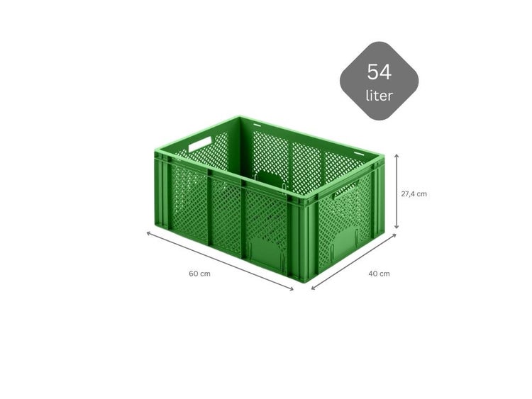 PROREGAL SuperSparSet 4 x Eurobehälter Obst- und Gemüsekasten HxBxT 27,4 x 40 x 60 cm 54 Liter Grün Obst-Gemüsekiste Obstkorb Transportbox