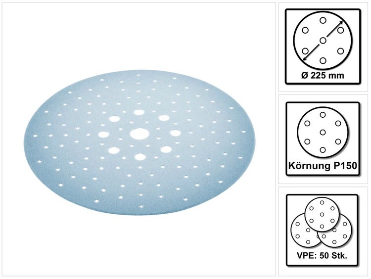 Festool STF D225/128 Schleifscheibe Granat P150 225 mm 50 Stk. ( 2x 205659 ) für Langhalsschleifer PLANEX
