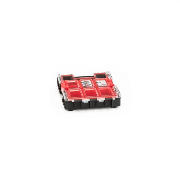 PROREGAL QBRICK Sortimentskasten One M HxBxT 26,5 x 36,5 x 7 cm 6 Fächer 2,5 Liter Mit Deckgriff Mit Klemmverschlüsse Schwarz