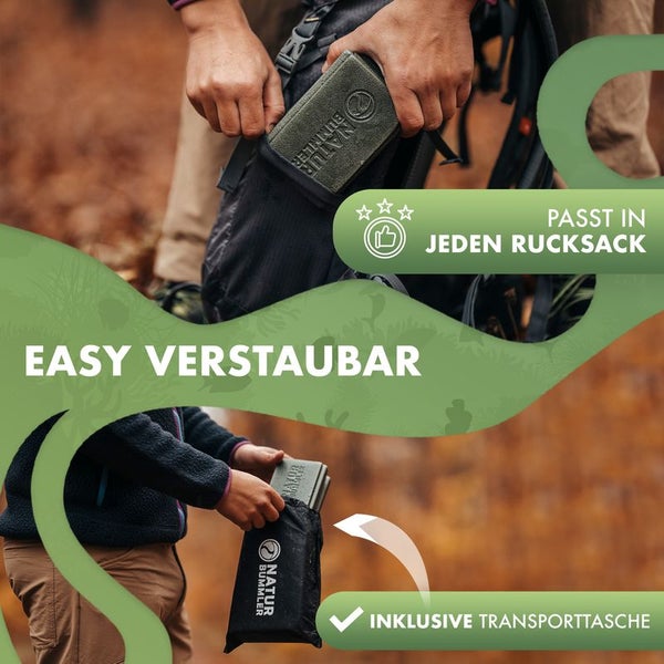 Naturbummler ® 2er Set Thermo Sitzkissen Outdoor [Faltbar] mit Tragetasche – Stuhlkissen Sitzunterlage Stuhl Survival Wandern