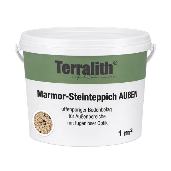 Terralith Marmor-Steinteppich für Außenbereiche, 1 Quadratmeter, offenporiger Bodenbelag für eine fugenlose Optik.