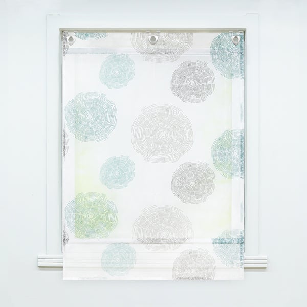 Raffrollo mit Kreisdesign im Fenster