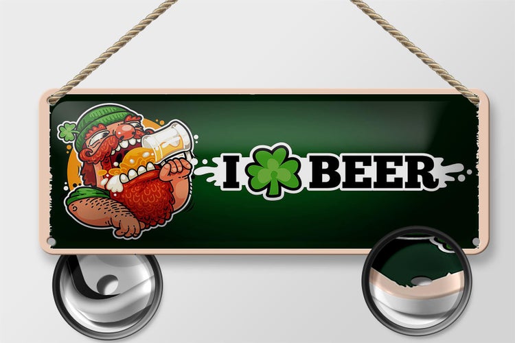 Blechschild Spruch i love Beer Bier 27x10cm