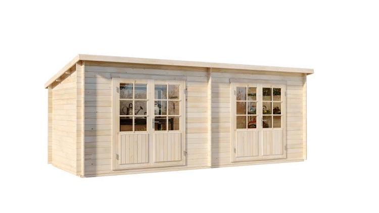 Alpholz Gartenhaus Maria Twin Gartenhaus aus Holz in Pinie (Imprägniert) mit 28 mm Wandstärke