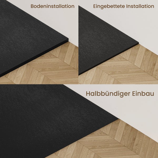 EMKE Duschkabinen-Set Eckeinstieg 90 x 90 x 185 cm, Schwenktür & Seitenwand, 6 mm ESG Sicherheitsglas, mit rundem Griff, inkl. Duschtasse Schwarz