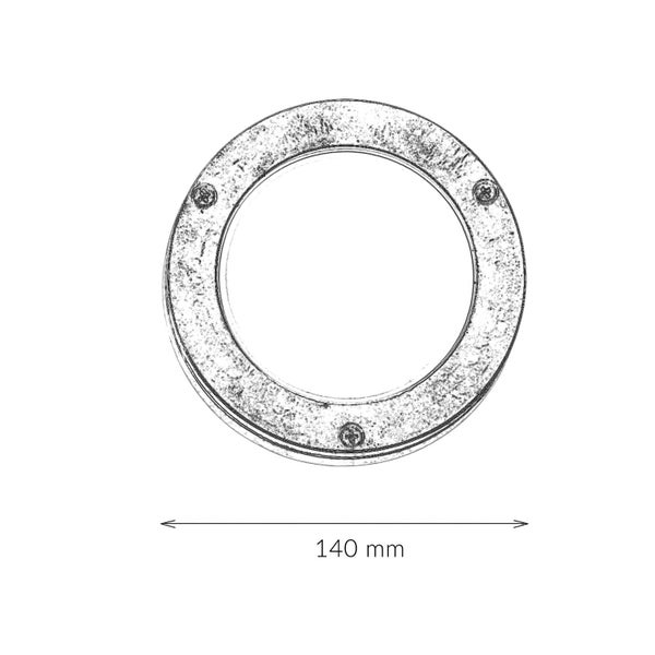 Skizze einer runden Abdeckung mit einem Durchmesser von 140 mm