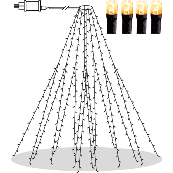 Lichterbaum mit bernsteinfarbenen LEDs für den Aussenbereich