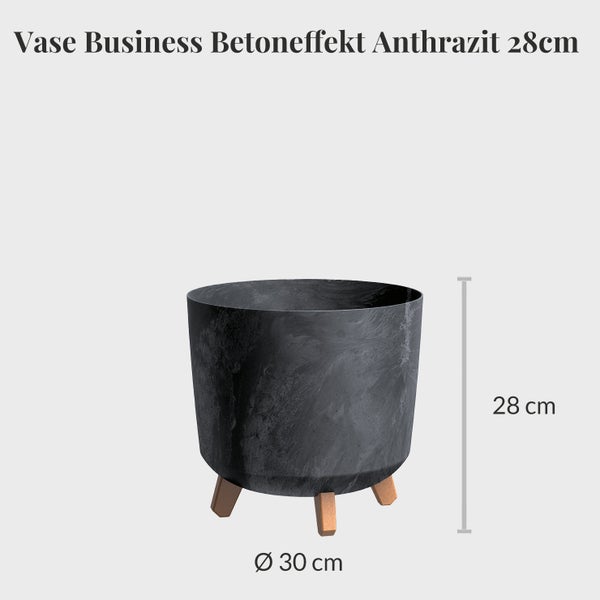 Anthrazitfarbene Blumenvase Business Betoneffekt, 28 cm hoch