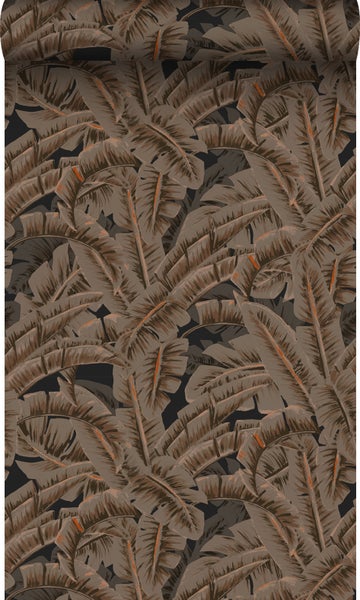 Tapete mit braunen Bananenblattmuster